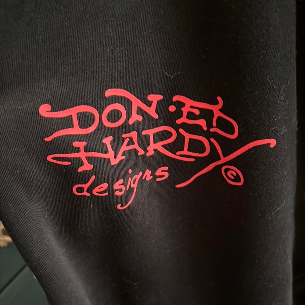 Ed Hardy Black and Red Graphic wide leg sweatpants - size XL